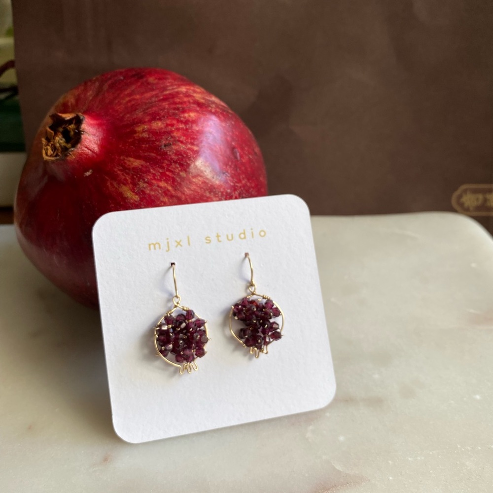 handmade pomegranate earrings